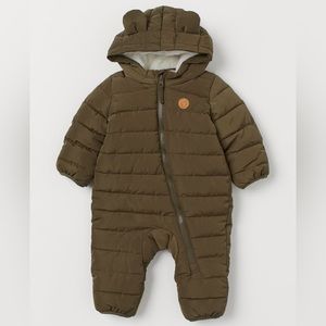 H&M Padded Baby Snowsuit, Dark khaki green size 6 months